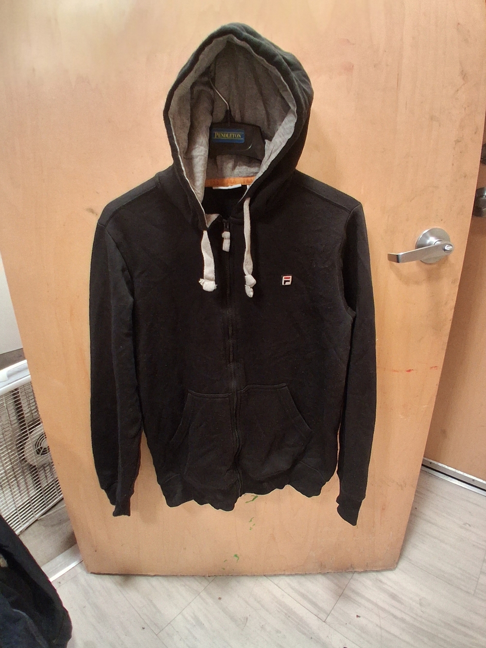 Fila Men's Black Zip Hoodie with Contrasting Gray Lining